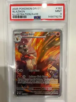 2025 POKEMON DESTINED RIVALS TEAM ROCKET'S BLAZIKEN #192 ILLUSTRATION RARE PSA 9 - Image 1