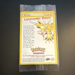 ZAPDOS Pokemon TCG Legendary Birds Promo Pack Zapdos Sealed Wizards of the Coast - Image 1