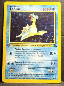 Lapras First Edition Holo Pokemon 10/62 Fossil LP - Image 1