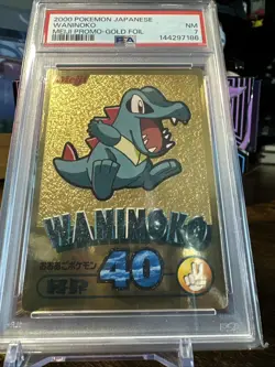 2000 Pokemon Japanese Meiji Promo Gold Waninoko Totodile PSA 7 - Image 4