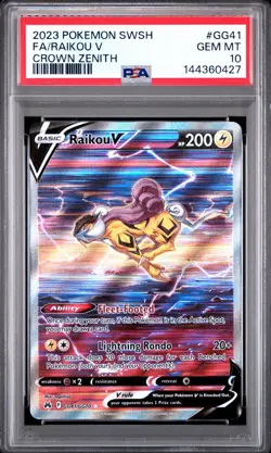 2023 POKEMON SWORD & SHIELD CROWN ZENITH #GG41 FULL ART/RAIKOU V PSA 10 - Image 1