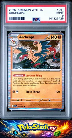 2025 Pokemon Wht En-White Flare #051 Archeops PSA 9 - Image 1