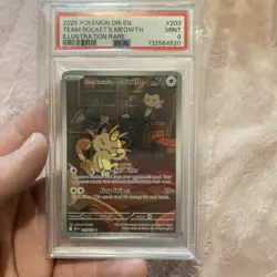 2025 POKEMON DRI EN-DESTINED RIVALS ILLUSTRATION RARE TEAM ROCKET'S MEOWTH PSA 9 - Image 1