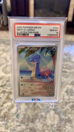 2025 POKEMON DRI EN-DESTINED RIVALS ILLUSTRATION RARE #194 MISTY'S LAPRAS PSA 10 - Image 1