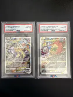 [PSA 10] Sequential Mewtwo GG44 & Charizard SWSH262 VSTAR Pokemon Crown Zenith - Image 1