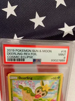 PSA Pokemon 2019 SUN & MOON DEERLING-REV.FOIL , COSMIC ECLIPSE #15 - Image 2