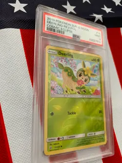 PSA Pokemon 2019 SUN & MOON DEERLING-REV.FOIL , COSMIC ECLIPSE #15 - Image 3