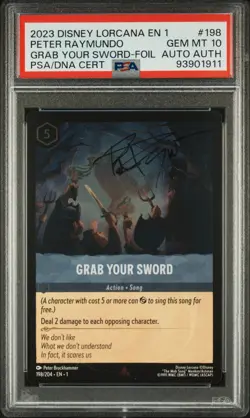 2023 Disney Lorcana Grab Your Swords Foil PSA 10 Peter Raymundo Signed PSA / DNA - Image 1