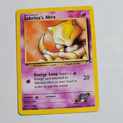 2000 Pokemon Gym Heroes Sabrina’s Abra 91/132 WOTC Vintage Common Psychic Card - Image 1