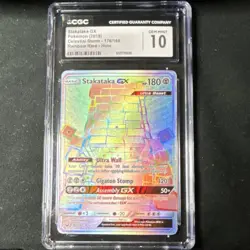 Stakataka GX Celestial Storm Rainbow Rare Holo CGC 10 Pokemon Card 2018 176/168 - Image 1