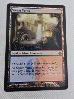 Wizards Steam Vents Guildpact Land Blue Red Rare Rob Alexander 164/165 - Image 1