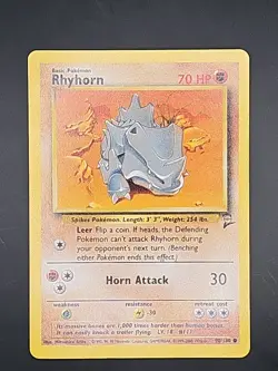 RHYHORN 90/130 Base Set 2 Common Pokemon Card Unlimited Edition LP - Image 1