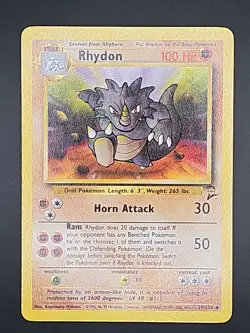 Rhydon 59/130 Uncommon Unlimited Edition Base Set 2 Pokemon VLP - Image 1