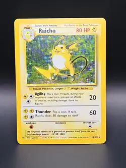 Raichu 14/102 Base Set Holo Unlimited Rare Card Pokemon TCG Vintage WOTC LP/NM - Image 1
