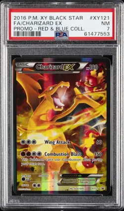 2016 POKEMON XY BLACK STAR PROMO RED & BLUE COLL FULL ART/CHARIZARD EX PSA 7 - Image 1