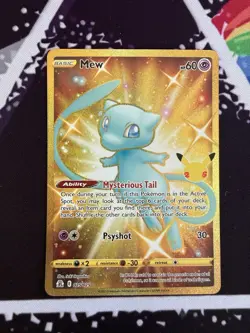 Pokemon TCG Celebrations Mew Gold Holo Secret Rare 025/025 Near Mint+ w/Extras - Image 1