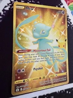 Pokemon TCG Celebrations Mew Gold Holo Secret Rare 025/025 Near Mint+ w/Extras - Image 3