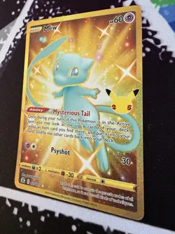 Pokemon TCG Celebrations Mew Gold Holo Secret Rare 025/025 Near Mint+ w/Extras - Image 4