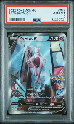 2022 POKEMON GO #072 FULL ART/MEWTWO V PSA 10 - Image 1