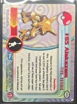 Pokemon Topps Alakazam Holo #65 TV Animation Series Blue Logo - Image 2