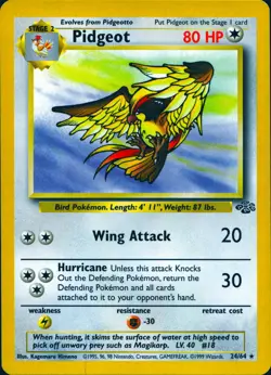 PIDGEOT 24/64 RARE JUNGLE POKEMON UNLIMITED LP - Image 1