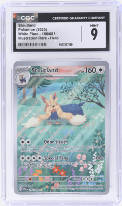 2025 Pokemon White Flare Stoutland Illustration Rare #156 CGC 9 - Image 1