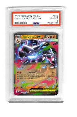 2025 Pokemon PFL EN Mega Charizard X ex #013 PSA 8 - Image 1
