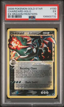 2006 POKEMON EX DRAGON FRONTIERS GOLD STAR #100 CHARIZARD-HOLO PSA 5 - Image 1