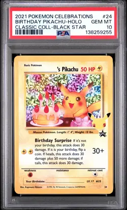 2021 Pokemon Celebrations #24 Birthday Pikachu Black Star PSA 10 - Image 1