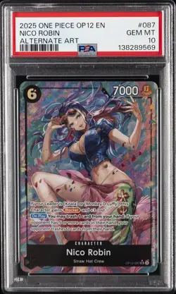 2025 ONE PIECE OP12-LEGACY OF THE MASTER ALTERNATE ART #087 NICO ROBIN PSA 10 - Image 1