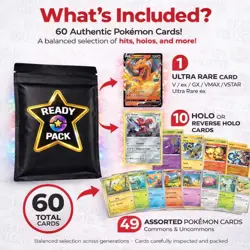 ☆READY PACK☆ 60 Pokemon Card Lot – Ultra Rare GUARANTEED – Perfect Gift for Kids - Image 2