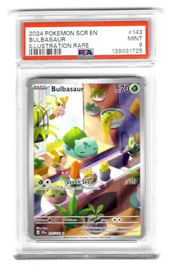 2024 Pokemon SCR EN Bulbasaur Illustration Rare #143 PSA 9 - Image 1