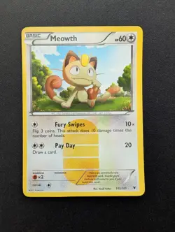 NM Pokemon Meowth Holo Card 102/101 Noble Victories Secret Rare Textured - Image 1