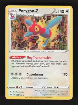 2021 Pokemon Card Porygon-Z Holo Rare #118/198 Chilling Reign - Image 1