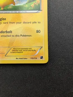 NM Pokemon Pikachu Holo Card 115/114 Black and White Textured Secret Rare - Image 5