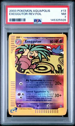 2003 POKEMON AQUAPOLIS #13 EXEGGUTOR-REVERSE FOIL PSA 7 - Image 1