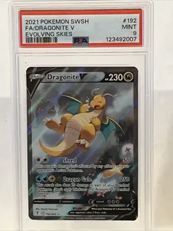 2021 Pokemon SWSH Full Art Dragonite V Evolving Skies #192 Mint Rare - Image 1