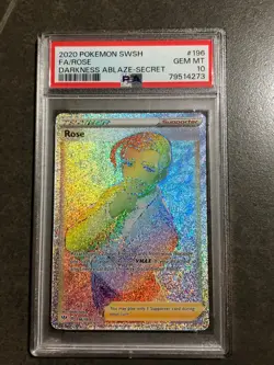 2020 Pokemon SWSH Darkness Ablaze Secret #196 FA Rose PSA 10 GEM MINT - Image 1