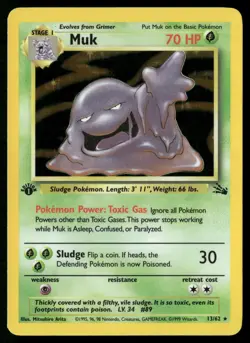 Muk 13/62 Holo Rare Fossil Pokemon 1st Edition Holo Lightly Played - Image 1
