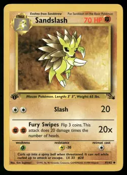 Sandslash 41/62 Uncommon Fossil Pokemon 1st Edition Lightly Played - Image 1