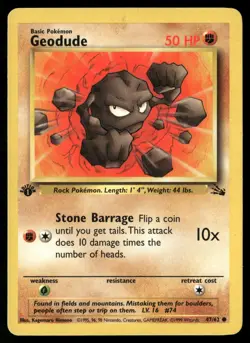 Geodude 47/62 Common Fossil Pokemon 1st Edition Lightly Played - Image 1