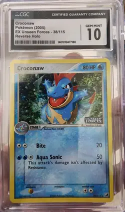 CGC 10 Croconaw EX Unseen Forces 38/115 Reverse Holo Stamped Pokemon Card - Image 1