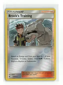 BROCK'S TRAINING 55/68 HIDDEN FATES REVERSE HOLO POKEMON TCG NM - Image 1