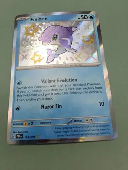 Finizen Paldean Fates Baby Shiny Holo Rare Pokemon TCG Card 123/091 - Image 1