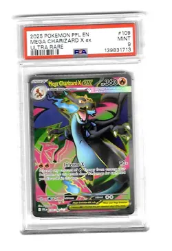 2025 Pokemon PFL EN Mega Charizard X ex Ultra Rare FA #109 PSA 9 - Image 1