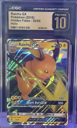 ⚡CGC PRISTINE 10 Raichu GX 20/68 - Hidden Fates Holo Pokemon Card 2019⚡ - Image 1