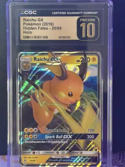 ⚡CGC PRISTINE 10 Raichu GX 20/68 - Hidden Fates Holo Pokemon Card 2019⚡ - Image 2