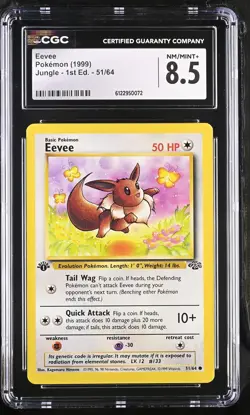 CGC 8.5 Eevee 1999 Jungle 1st Edition 51/64 Pokemon Card - Image 1