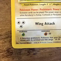 Aerodactyl Holo 1/62 Fossil Pokemon Card 1999 NM/Mint - Image 4