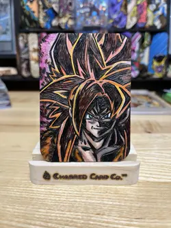 Custom Charred Super Saiyan 4 Gogeta Wooden Card Dragon Ball - Image 1
